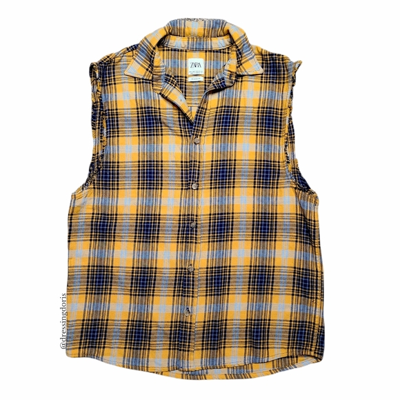 Zara Other - Zara Men's Plaid Sleeveless Button Flannel Shirt